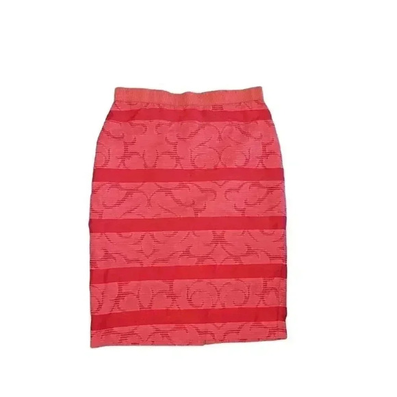 Ann Taylor Women's Red Ribbon Cotton/Nylon/Poly Lined Pencil Straight Skirt - Picture 1 of 8